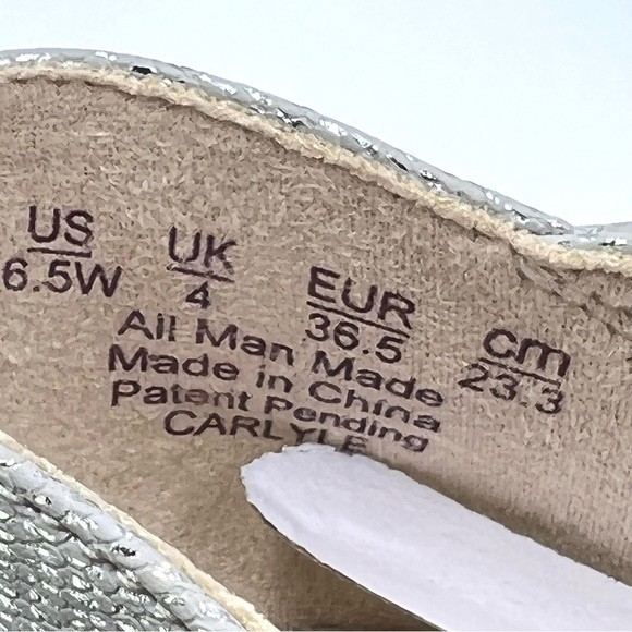 6.5W 6.5 W WIDE WIDE LifeStride Carlyle Textured Silver Block Heels Sandal Shoes - Picture 14 of 14